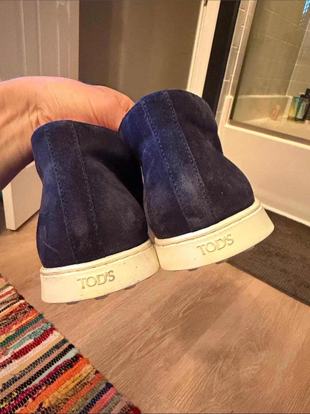 Tod’s Men’s Size 7 Navy Blue Suede Slip-On Loafers Sneakers Italian Luxury